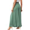 imageLYANER Womens Tie Front High Waist Side Split Slit Flowy Wide Leg Pleated Pant with BeltMint Green