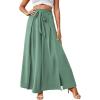 imageLYANER Womens Tie Front High Waist Side Split Slit Flowy Wide Leg Pleated Pant with BeltMint Green