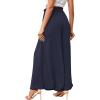 imageLYANER Womens Tie Front High Waist Side Split Slit Flowy Wide Leg Pleated Pant with BeltNavy Blue