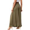 imageLYANER Womens Tie Front High Waist Side Split Slit Flowy Wide Leg Pleated Pant with BeltOlive Green