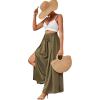imageLYANER Womens Tie Front High Waist Side Split Slit Flowy Wide Leg Pleated Pant with BeltOlive Green