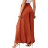 imageLYANER Womens Tie Front High Waist Side Split Slit Flowy Wide Leg Pleated Pant with BeltOrange
