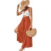 imageLYANER Womens Tie Front High Waist Side Split Slit Flowy Wide Leg Pleated Pant with BeltPumpkin Orange