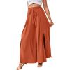 imageLYANER Womens Tie Front High Waist Side Split Slit Flowy Wide Leg Pleated Pant with BeltPumpkin Orange