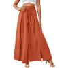 imageLYANER Womens Tie Front High Waist Side Split Slit Flowy Wide Leg Pleated Pant with BeltPumpkin Orange