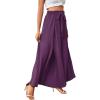 imageLYANER Womens Tie Front High Waist Side Split Slit Flowy Wide Leg Pleated Pant with BeltPurple