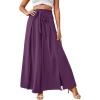 imageLYANER Womens Tie Front High Waist Side Split Slit Flowy Wide Leg Pleated Pant with BeltPurple