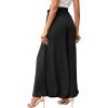 imageLYANER Womens Tie Front High Waist Side Split Slit Flowy Wide Leg Pleated Pant with BeltSolid Black