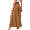 imageLYANER Womens Tie Front High Waist Side Split Slit Flowy Wide Leg Pleated Pant with BeltSolid Camel