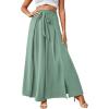 imageLYANER Womens Tie Front High Waist Side Split Slit Flowy Wide Leg Pleated Pant with BeltSolid Mint Green
