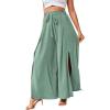 imageLYANER Womens Tie Front High Waist Side Split Slit Flowy Wide Leg Pleated Pant with BeltSolid Mint Green