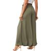 imageLYANER Womens Tie Front High Waist Side Split Slit Flowy Wide Leg Pleated Pant with BeltSolid Olive Green