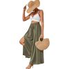 imageLYANER Womens Tie Front High Waist Side Split Slit Flowy Wide Leg Pleated Pant with BeltSolid Olive Green