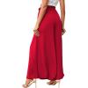 imageLYANER Womens Tie Front High Waist Side Split Slit Flowy Wide Leg Pleated Pant with BeltSolid Red