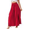 imageLYANER Womens Tie Front High Waist Side Split Slit Flowy Wide Leg Pleated Pant with BeltSolid Red