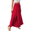 imageLYANER Womens Tie Front High Waist Side Split Slit Flowy Wide Leg Pleated Pant with BeltSolid Red