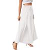 imageLYANER Womens Tie Front High Waist Side Split Slit Flowy Wide Leg Pleated Pant with BeltSolid White