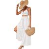 imageLYANER Womens Tie Front High Waist Side Split Slit Flowy Wide Leg Pleated Pant with BeltSolid White