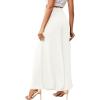 imageLYANER Womens Tie Front High Waist Side Split Slit Flowy Wide Leg Pleated Pant with BeltWhite