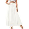 imageLYANER Womens Tie Front High Waist Side Split Slit Flowy Wide Leg Pleated Pant with BeltWhite