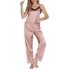 imageLYANER Womens Sexy Deep V Neck Silk Satin Pajamas Sets Lace Trim Cami Tops Long Pants SleepwearDusty Pink