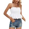 imageLYANER Womens Spaghetti Strap Ruffle Hem Sleeveless Cami Tank Top BlousesWhite