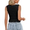 imageLYANER Womens Crewneck Popcorn Crop Tops Sleeveless Going Out Tops Tank ShirtBlack