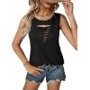 imageLYANER Womens Cut Out Sleeveless Pullover Cami Solid Round Neck Casual Stylish Tank TopBlack
