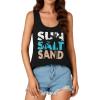 imageLYANER Womens Scoop Neck Letter Print Tank Sleeveless Loose fit Casual Top CamiBlack