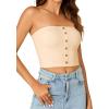imageLYANER Womens Sexy Tube Tops Cute Crop Tops Strapless Basic Solid Short Shirts Casual Bandeau TopBeige