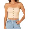 imageLYANER Womens Sexy Tube Tops Cute Crop Tops Strapless Basic Solid Short Shirts Casual Bandeau TopBeige