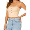 imageLYANER Womens Sexy Tube Tops Cute Crop Tops Strapless Basic Solid Short Shirts Casual Bandeau TopBeige
