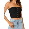imageLYANER Womens Sexy Tube Tops Cute Crop Tops Strapless Basic Solid Short Shirts Casual Bandeau TopBlack