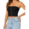 imageLYANER Womens Sexy Tube Tops Cute Crop Tops Strapless Basic Solid Short Shirts Casual Bandeau TopBlack