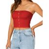 imageLYANER Womens Sexy Tube Tops Cute Crop Tops Strapless Basic Solid Short Shirts Casual Bandeau TopRed