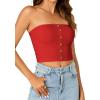 imageLYANER Womens Sexy Tube Tops Cute Crop Tops Strapless Basic Solid Short Shirts Casual Bandeau TopRed