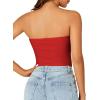 imageLYANER Womens Sexy Tube Tops Cute Crop Tops Strapless Basic Solid Short Shirts Casual Bandeau TopRed