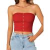 imageLYANER Womens Sexy Tube Tops Cute Crop Tops Strapless Basic Solid Short Shirts Casual Bandeau TopRed