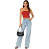 imageLYANER Womens Sexy Tube Tops Cute Crop Tops Strapless Basic Solid Short Shirts Casual Bandeau TopRed