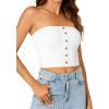 imageLYANER Womens Sexy Tube Tops Cute Crop Tops Strapless Basic Solid Short Shirts Casual Bandeau TopWhite
