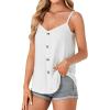imageLYANER Womens Spaghetti Strap Tank Tops Button Down V Neck Eyelet Embroidery Sleeveless Casual Summer Cami ShirtsWhite