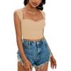 imageLYANER Womens Square Neck Ribbed Knit Sleeveless Slim Fit Solid Crop Top ShirtBeige