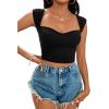 imageLYANER Womens Square Neck Ribbed Knit Sleeveless Slim Fit Solid Crop Top ShirtBlack