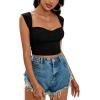 imageLYANER Womens Square Neck Ribbed Knit Sleeveless Slim Fit Solid Crop Top ShirtBlack