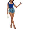 imageLYANER Womens Square Neck Ribbed Knit Sleeveless Slim Fit Solid Crop Top ShirtBlue