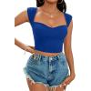 imageLYANER Womens Square Neck Ribbed Knit Sleeveless Slim Fit Solid Crop Top ShirtBlue