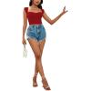 imageLYANER Womens Square Neck Ribbed Knit Sleeveless Slim Fit Solid Crop Top ShirtBurgundy