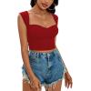 imageLYANER Womens Square Neck Ribbed Knit Sleeveless Slim Fit Solid Crop Top ShirtBurgundy