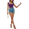 imageLYANER Womens Square Neck Ribbed Knit Sleeveless Slim Fit Solid Crop Top ShirtDark Purple