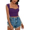 imageLYANER Womens Square Neck Ribbed Knit Sleeveless Slim Fit Solid Crop Top ShirtDark Purple
